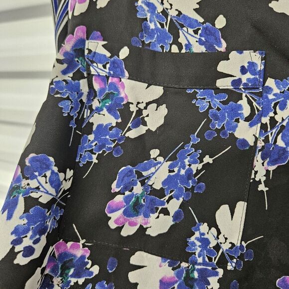 Express Portofino Floral Striped Shirt Blouse Top S Roll Tab *FLAW - Picture 7 of 7